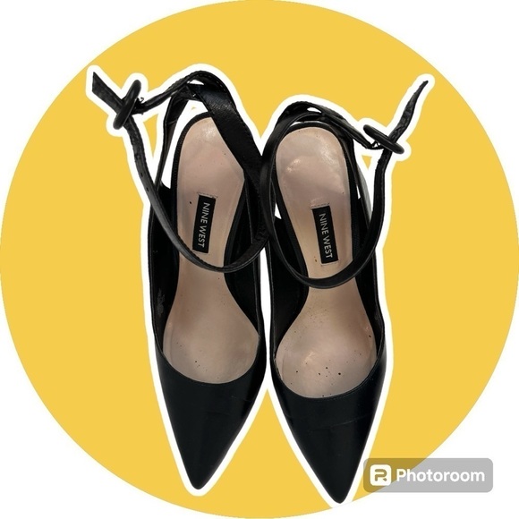 Nine West Mikiah Black Leather Heels Size 9M